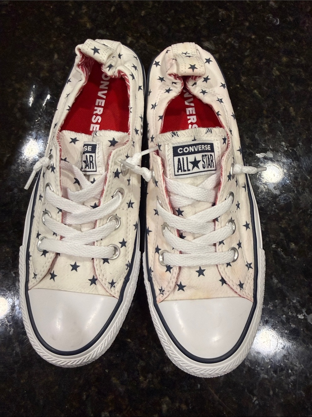 Converse Chuck Taylor Shoreline Slip On Sneakers Star Print White Blue Women's 9